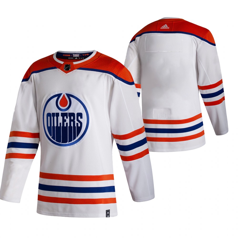 Custom 2021 Adidias Edmonton Oilers Blank White Men Reverse Retro Alternate NHL Jersey->customized nfl jersey->Custom Jersey